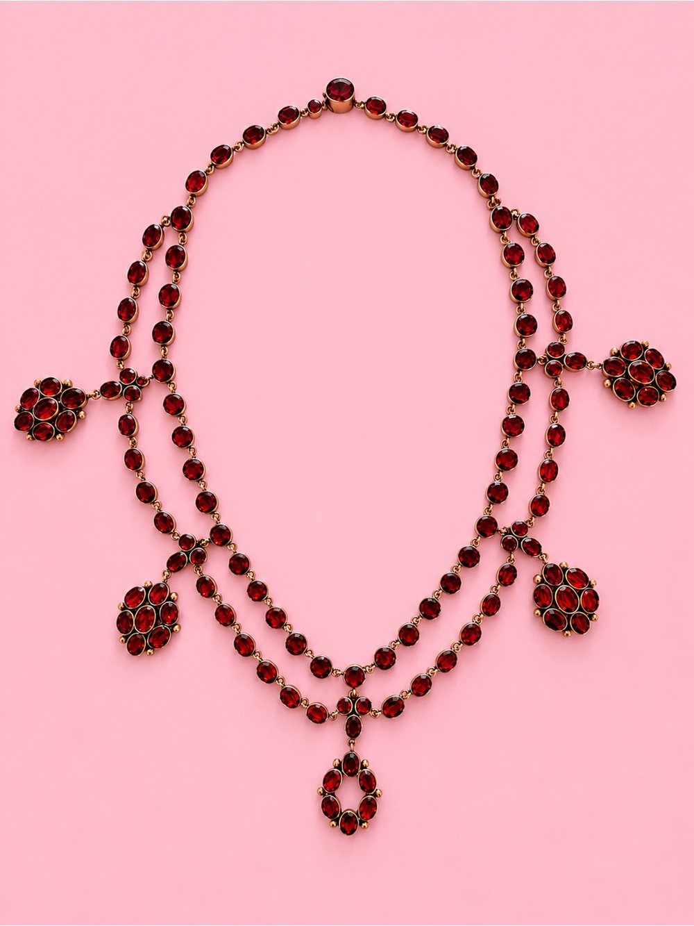 Vintage 10K Gold and Garnet Bezel Set Necklace - Picture 4 of 7